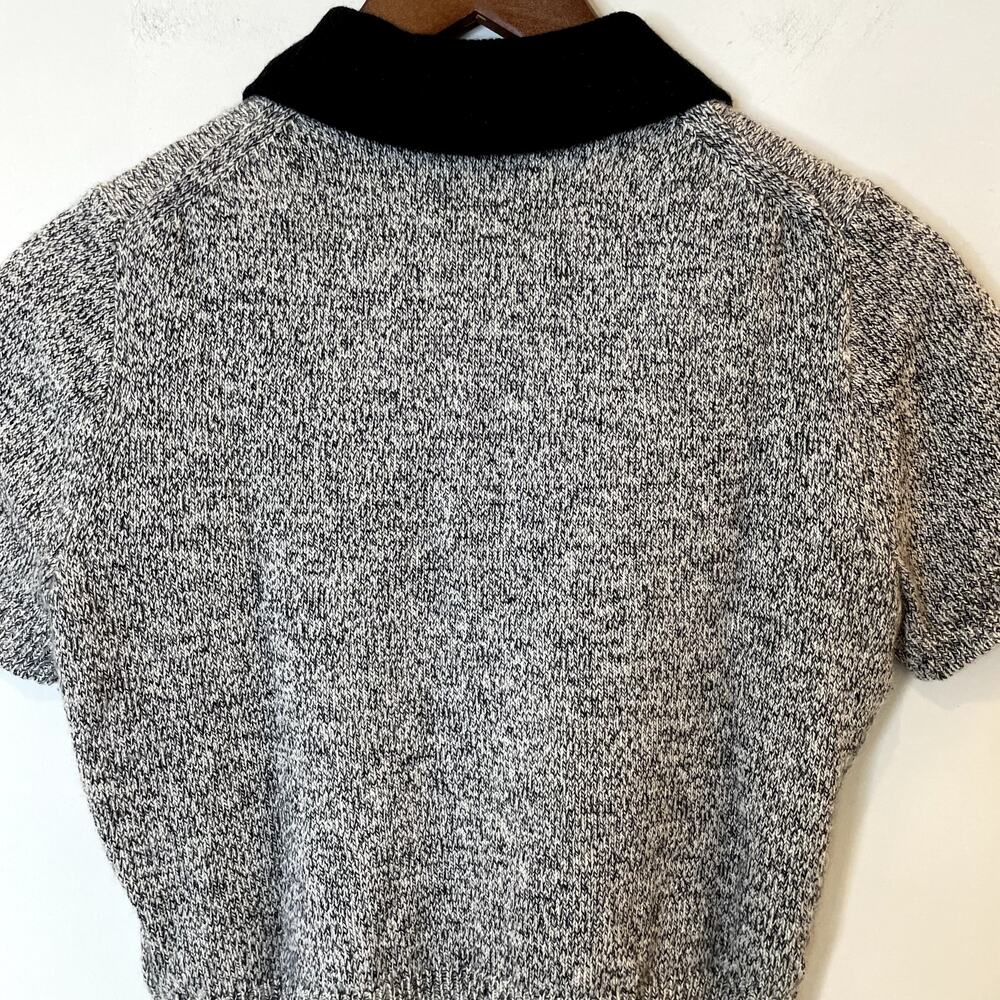 J.Crew Marled Cashmere Sweater Tee Short Sleeve Polo Luxury CG789 Black Grey XS - Picture 8 of 15